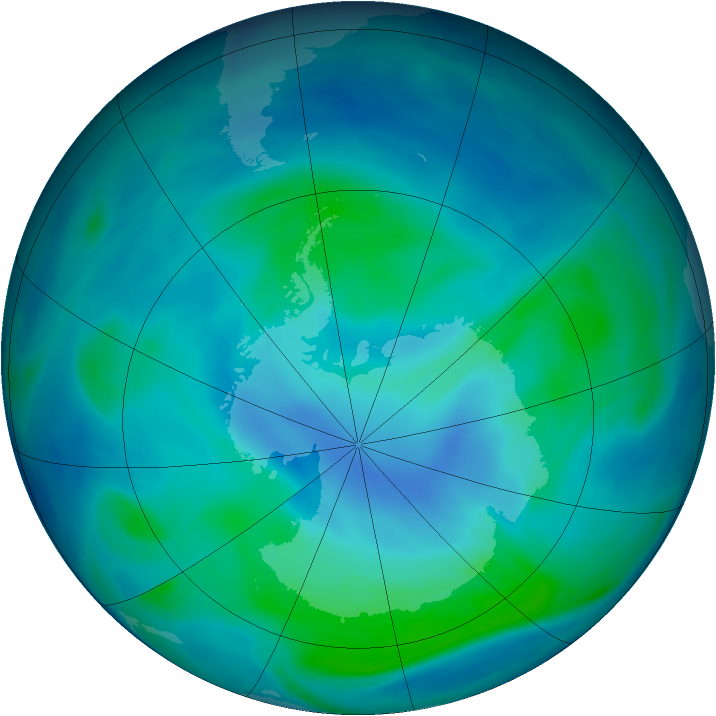 Antarctic ozone map for 18 February 2005